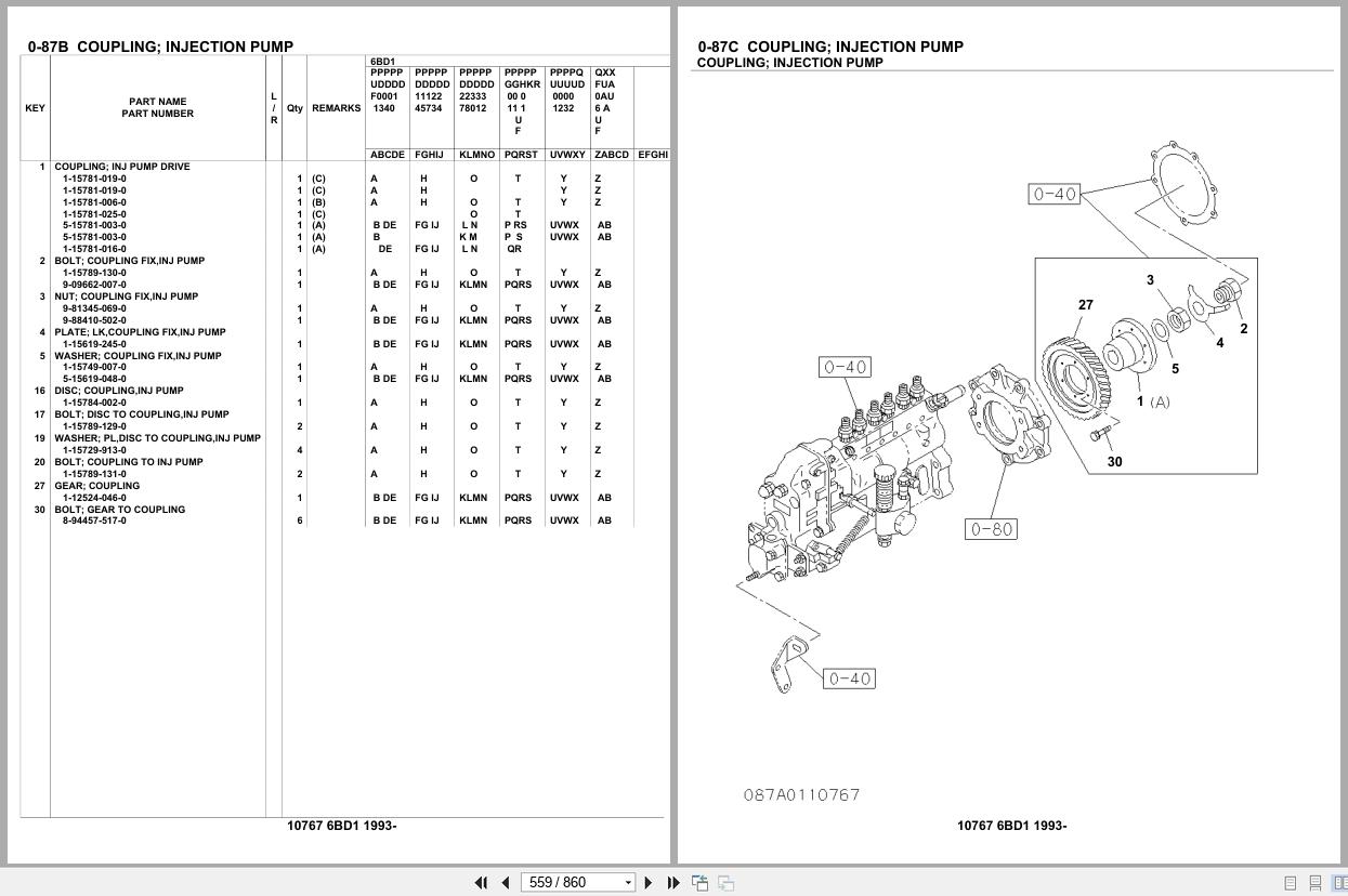 Isuzu Engine 6BD1 1993 Parts Catalog 10767 (2)