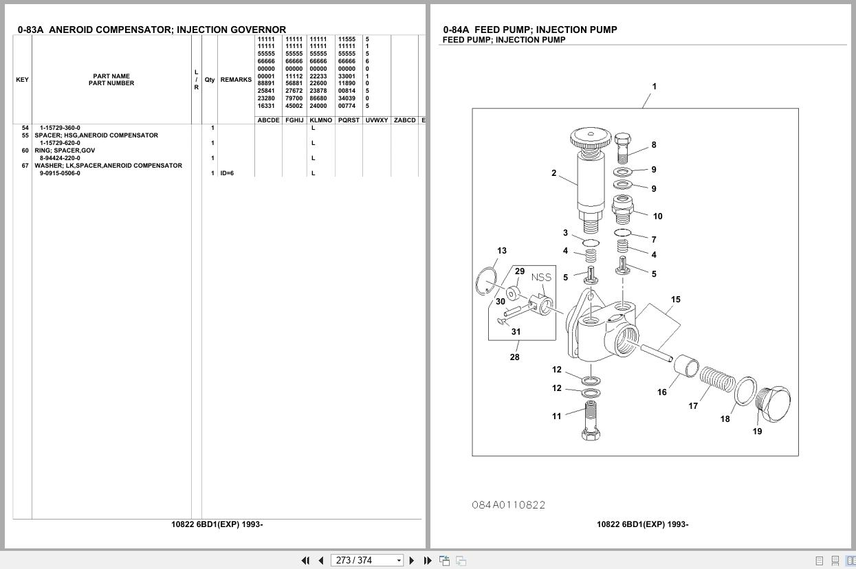 Isuzu Engine 6BD1 EXP 1993 Parts Catalog 10822 (2)