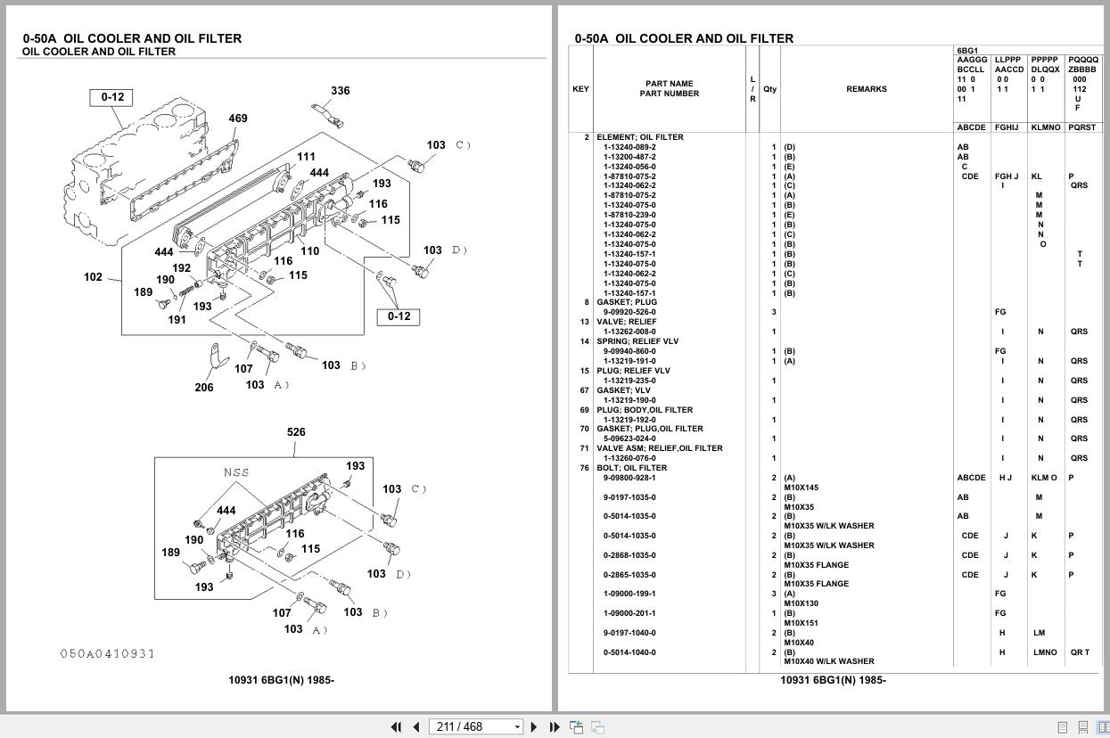 Isuzu Engine 6BG1(N) 1985 Parts Catalog 10931 (2)