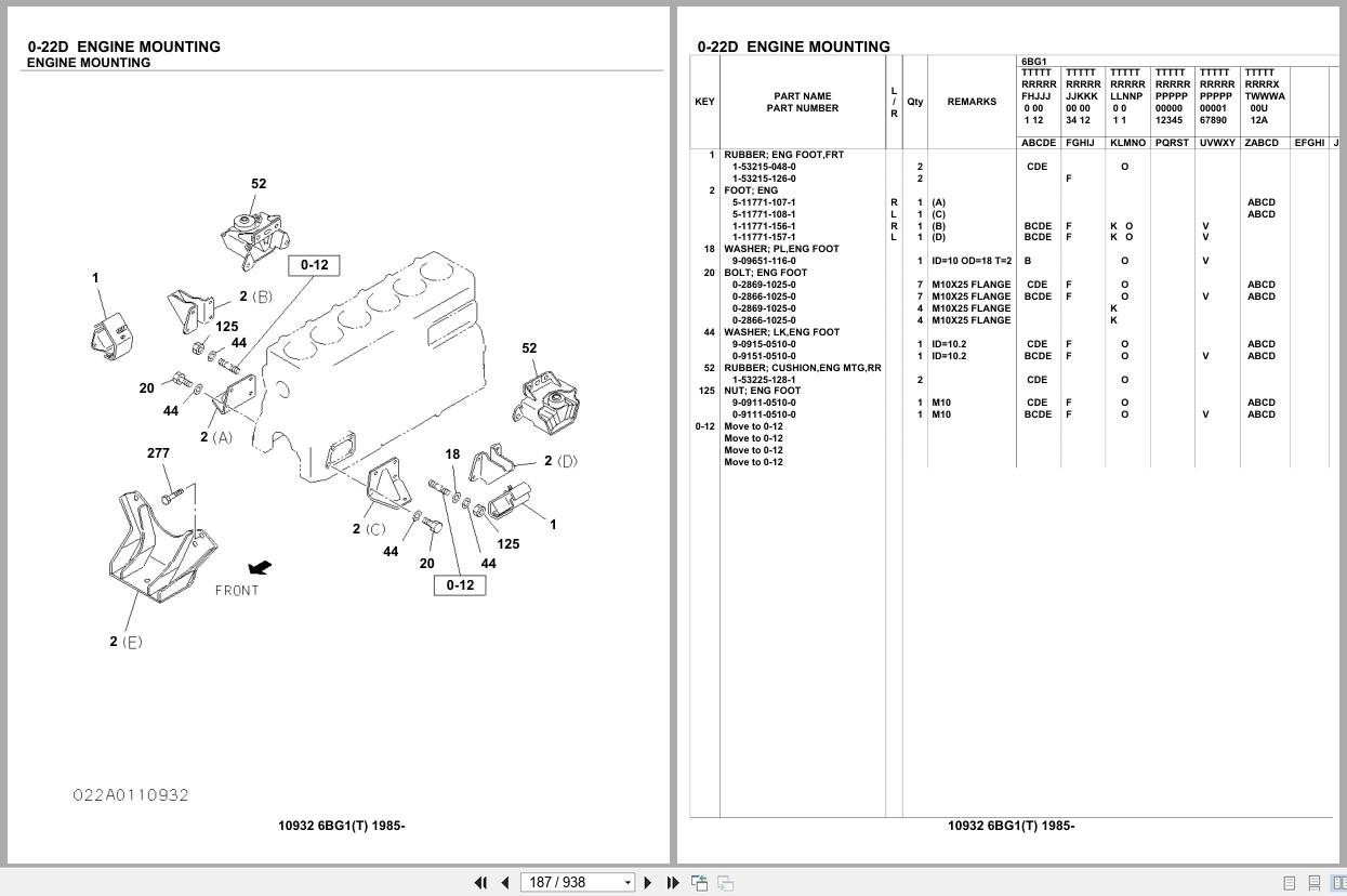 Isuzu Engine 6BG1(T) 1985 Parts Catalog 10932 (2)