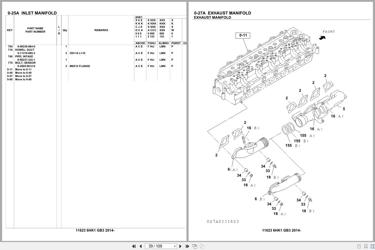 Isuzu Engine 6HK1 GB3 2014 Parts Catalog 11623 (2)