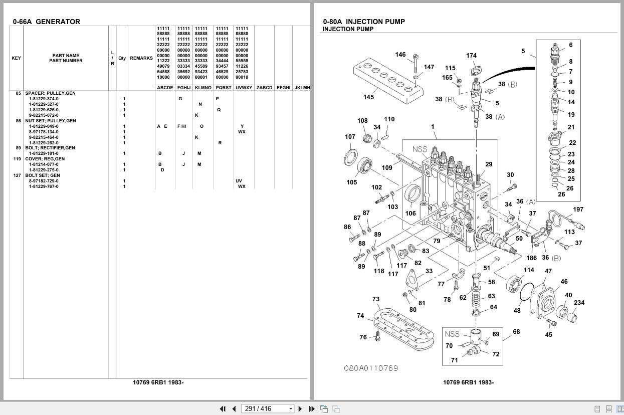Isuzu Engine 6RB1 1983 Parts Catalog 10769 (2)