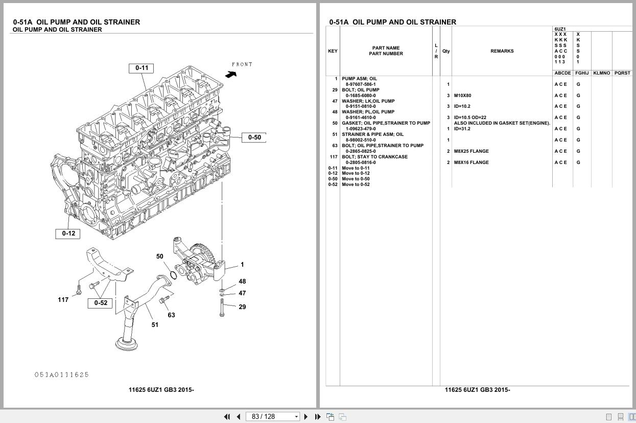 Isuzu Engine 6UZ1 GB3 2015 Parts Catalog 11625 (2)