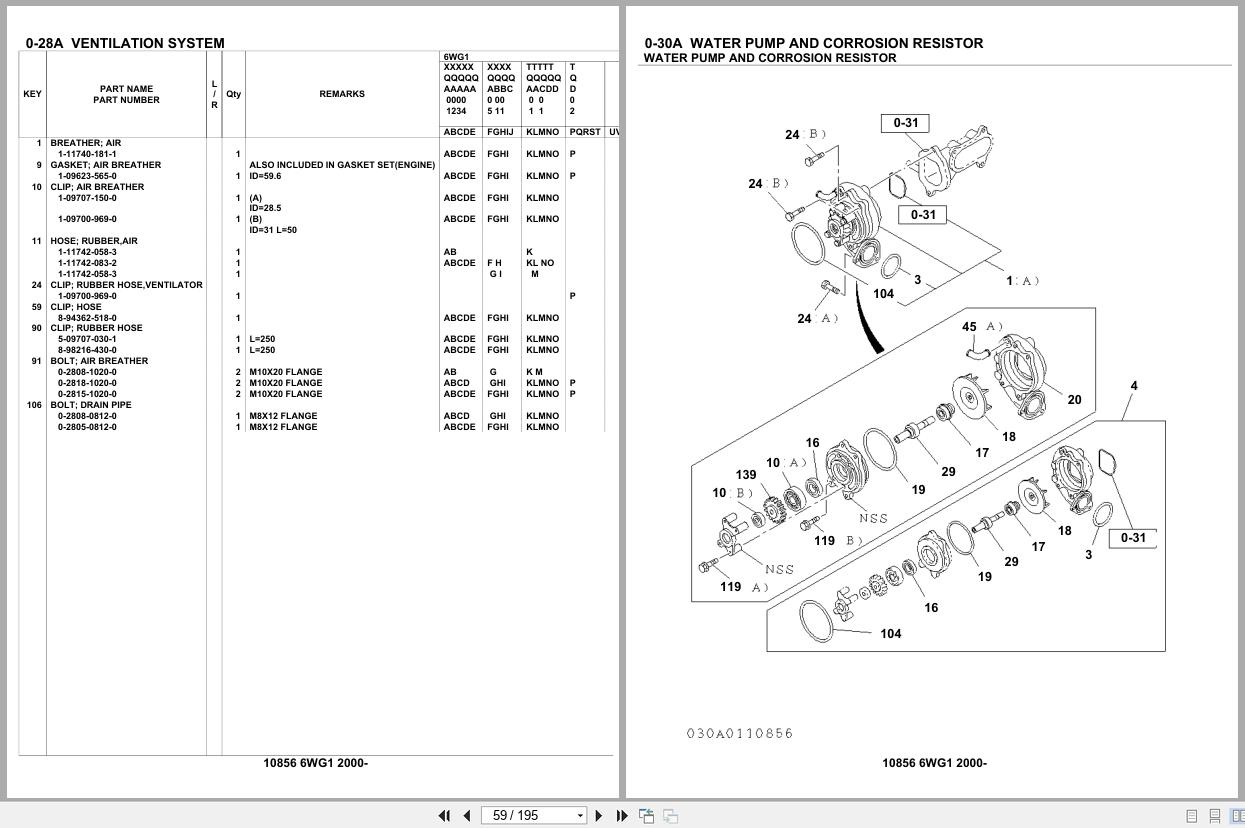 Isuzu Engine 6WG1 2000 Parts Catalog 10856 (2)
