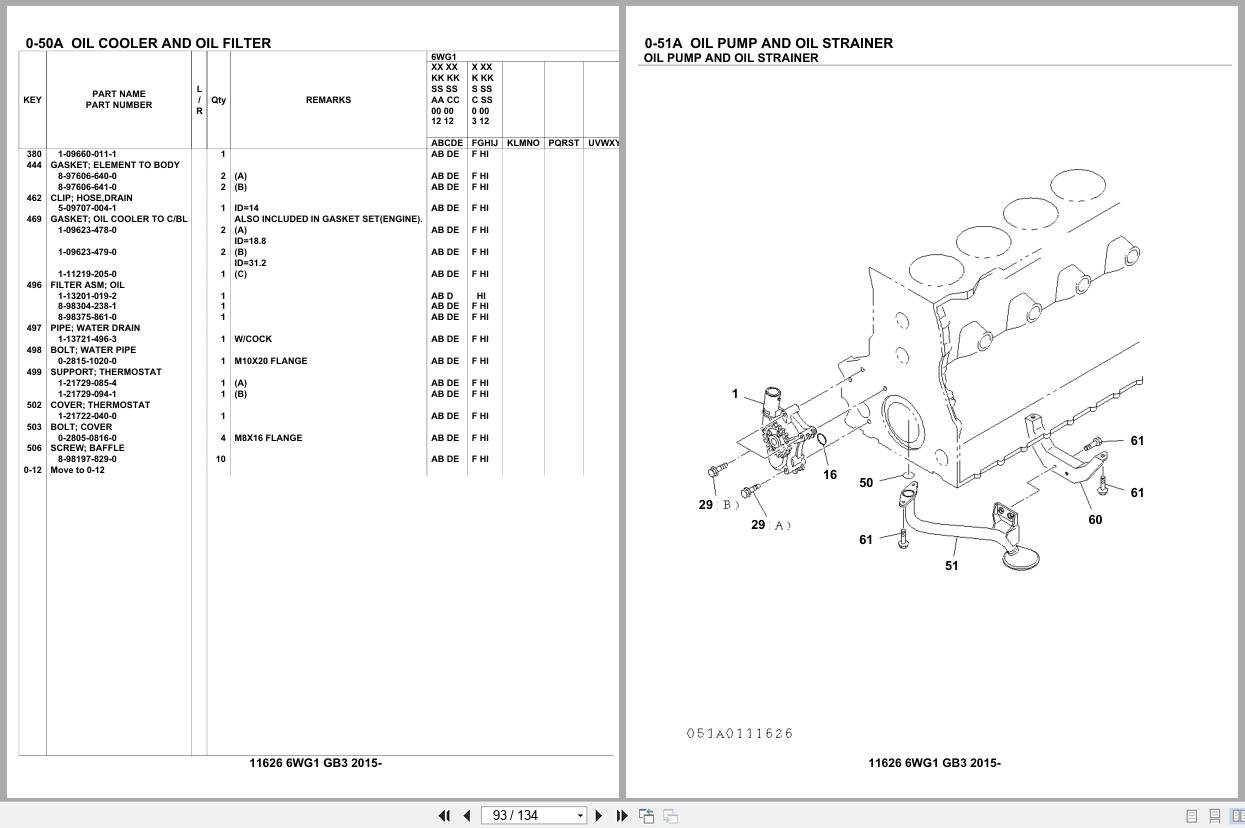 Isuzu Engine 6WG1 GB3 2015 Parts Catalog 11626 (2)