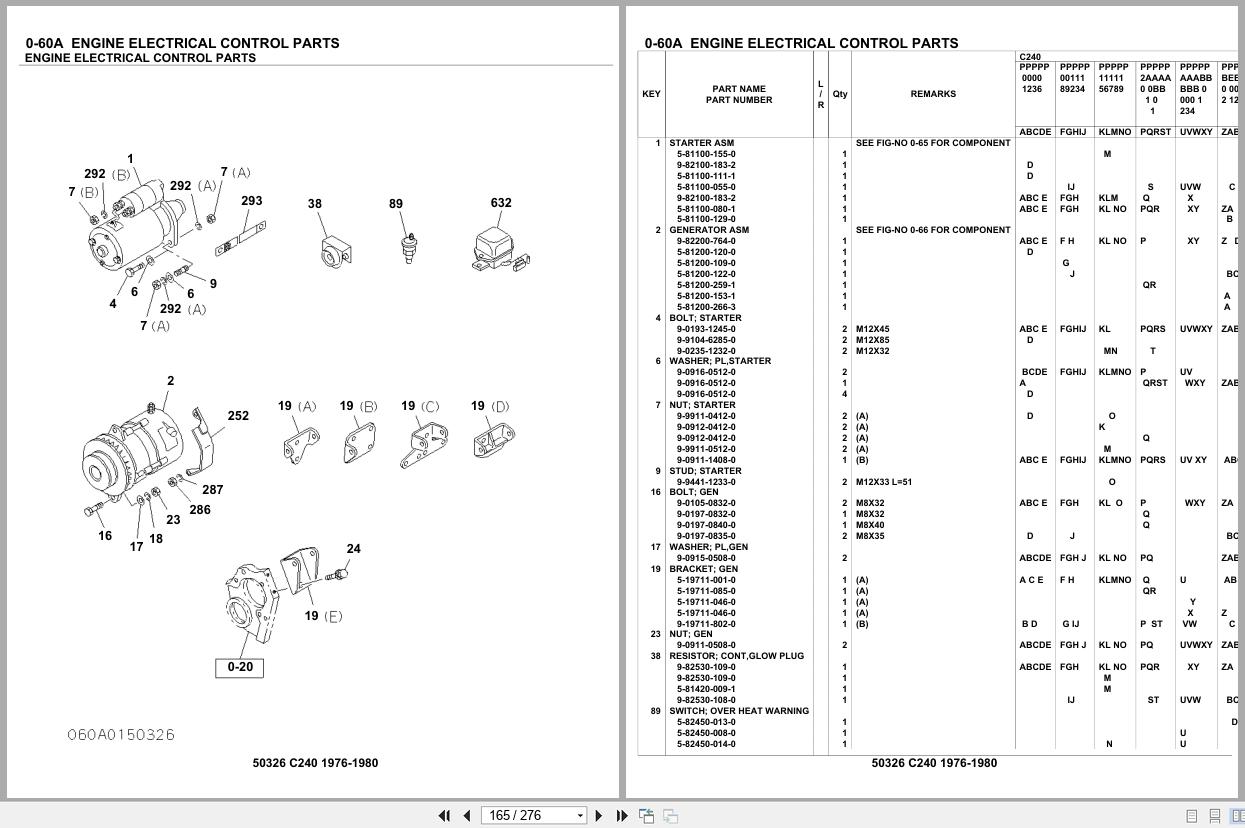 Isuzu Engine C240 1976 1980 Parts Catalog 50326 (2)