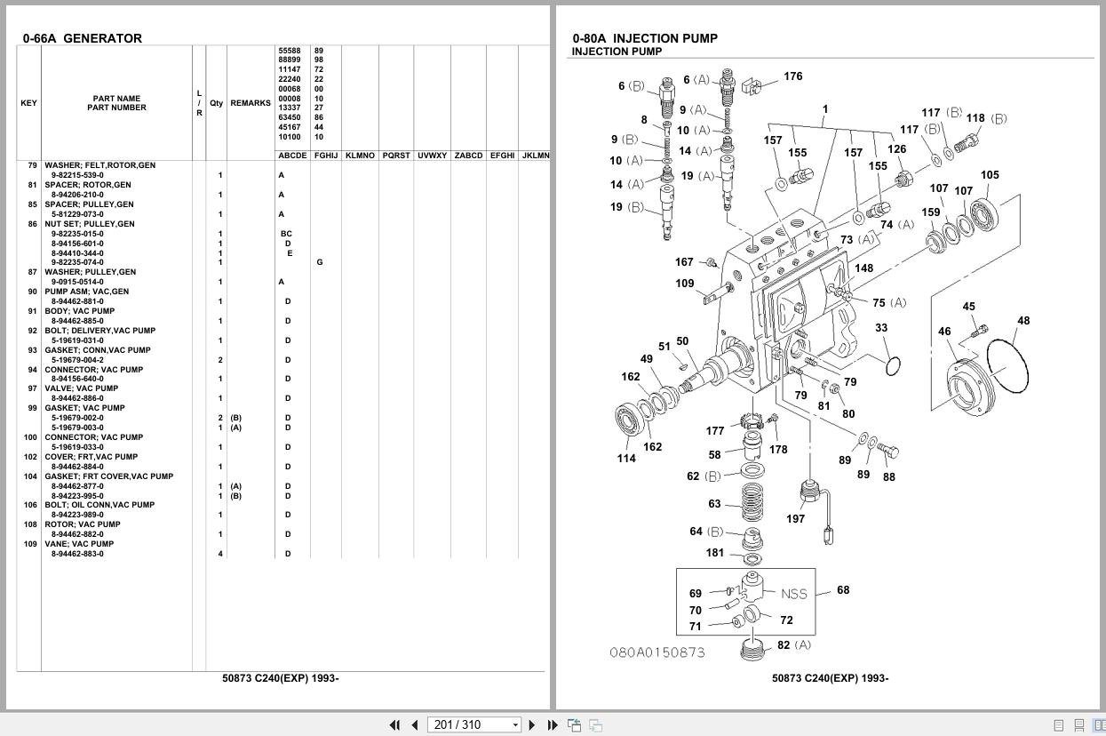 Isuzu Engine C240 EXP 1993 Parts Catalog 50873 (2)