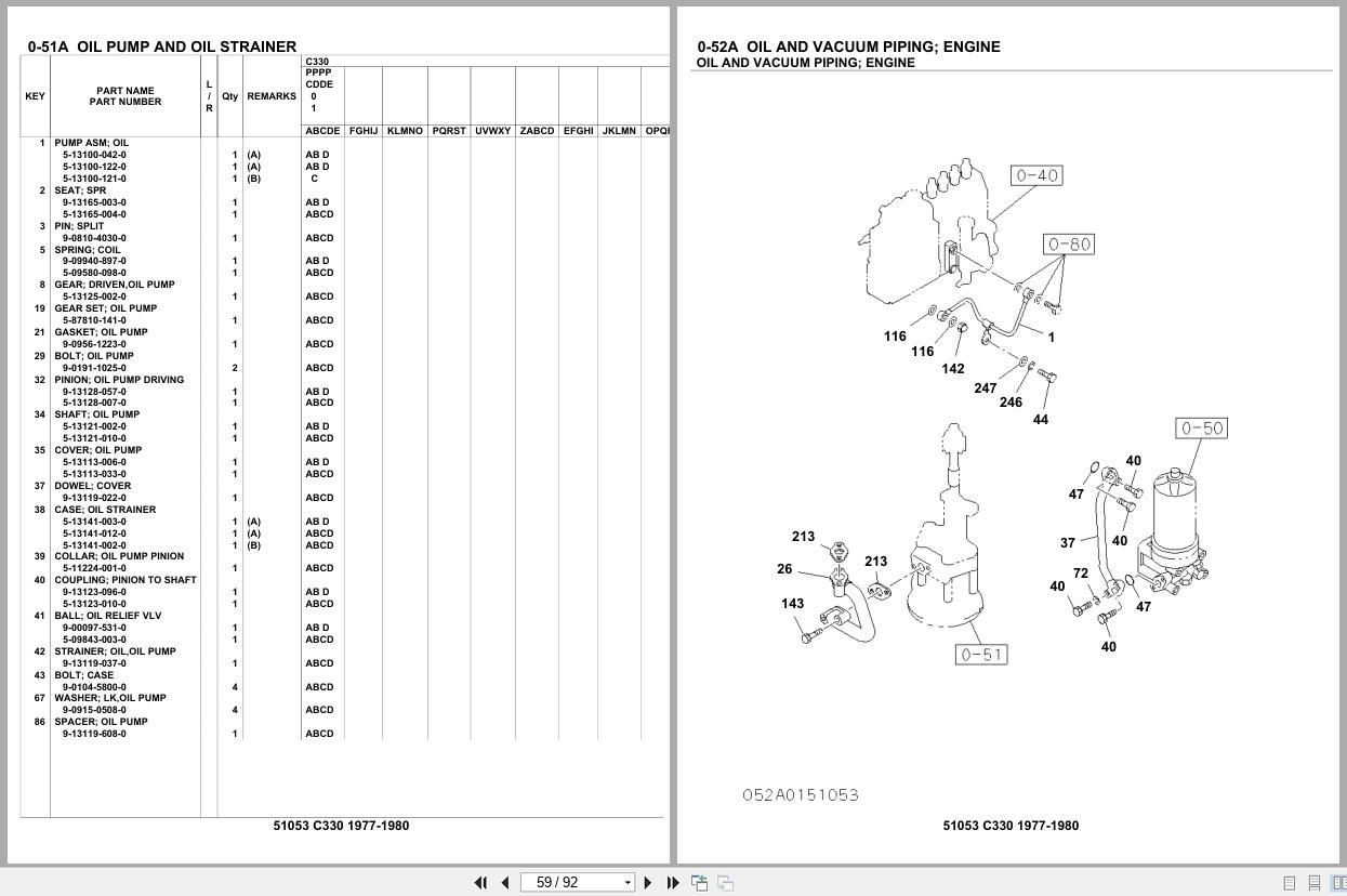 Isuzu Engine C330 1977 1980 Parts Catalog 51053 (2)
