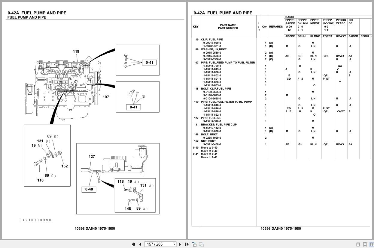 Isuzu Engine DA640 1975 1980 Parts Catalog 10398 (2)
