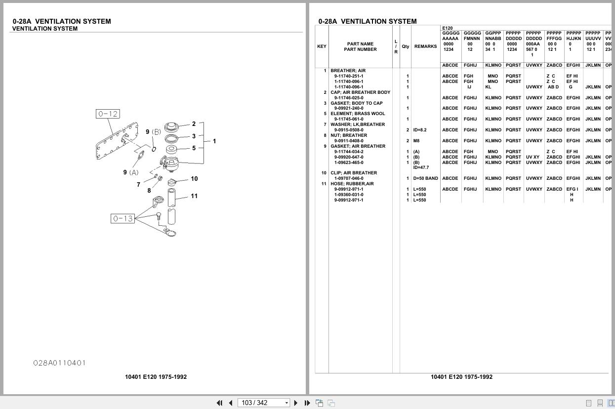 Isuzu Engine E120 1975 1992 Parts Catalog 10401 (2)