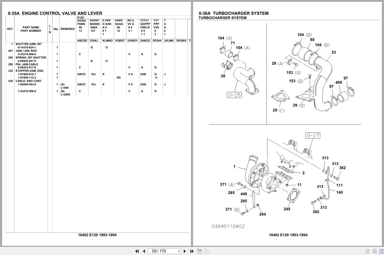 Isuzu Engine E120 1993 1994 Parts Catalog 10402 (2)