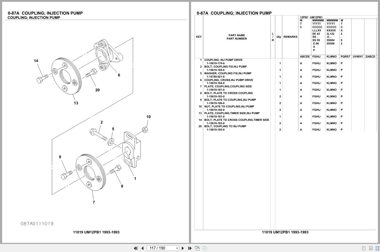Isuzu Engine UM12PB1 1993 Parts Catalog 11019 (2)