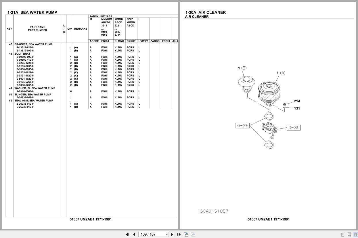 Isuzu Engine UM2AB1 1971 1991 Parts Catalog 51057 (2)