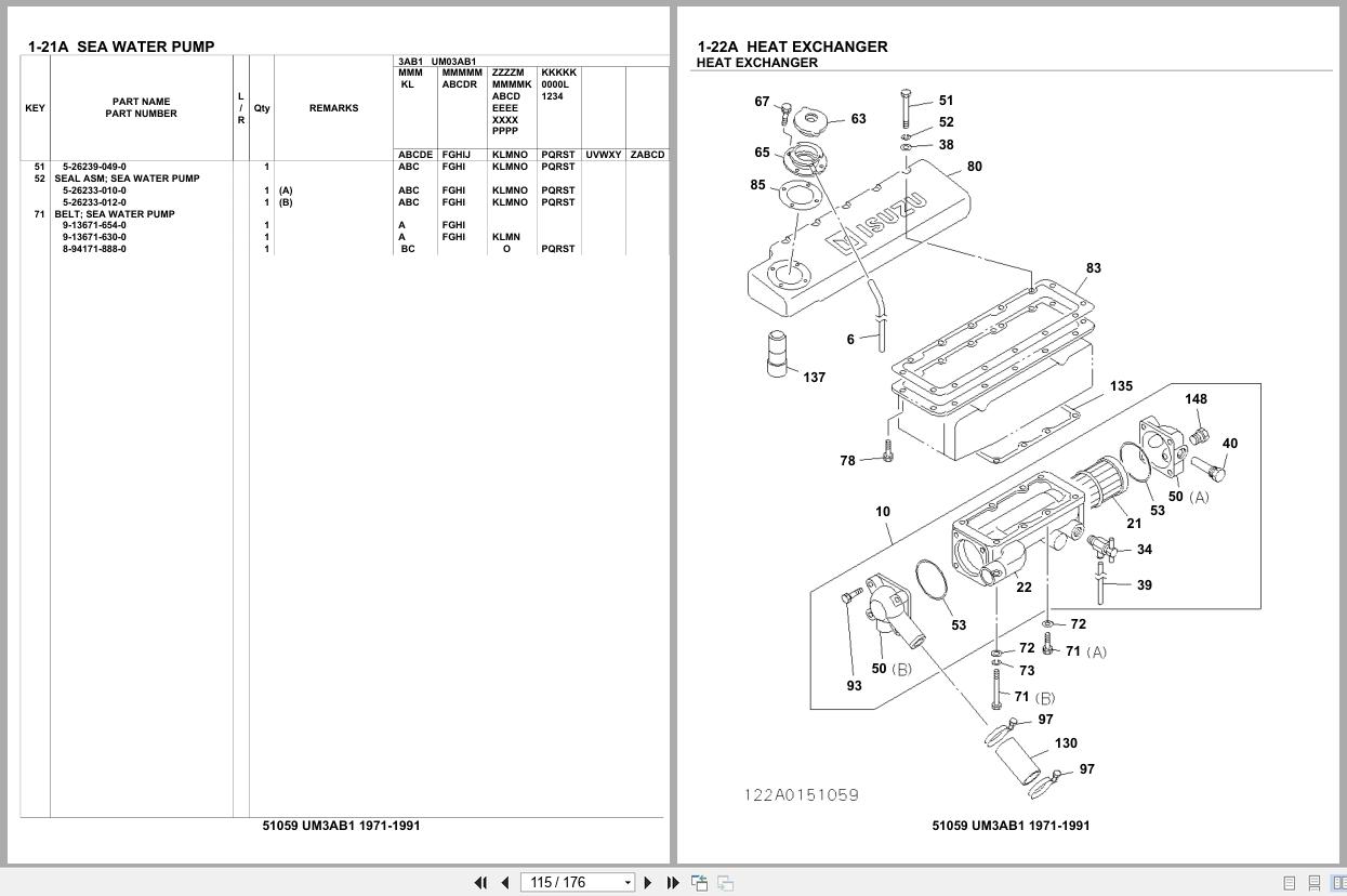 Isuzu Engine UM3AB1 1971 1991 Parts Catalog 51059 (2)