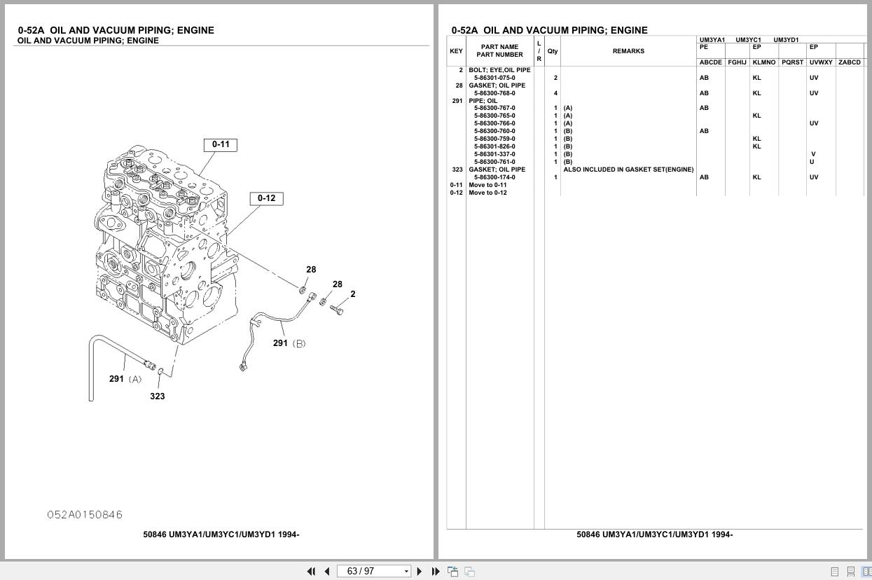 Isuzu Engine UM3YA1 UM3YC1 UM3YD1 1994 Parts Catalog 50846 (2)