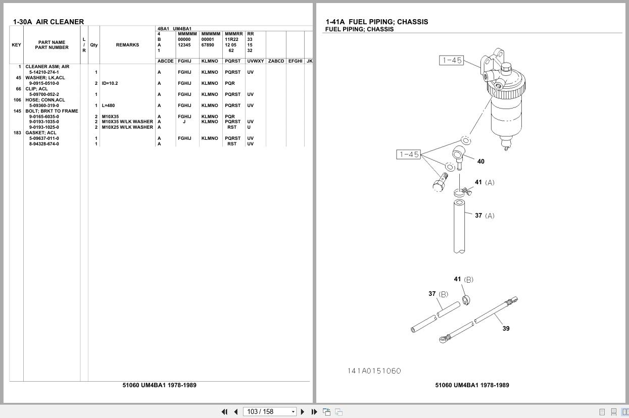 Isuzu Engine UM4BA1 1978 1989 Parts Catalog 51060 (2)