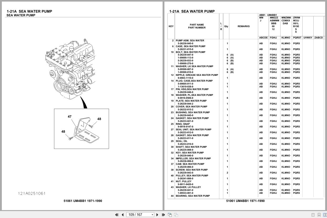 Isuzu Engine UM4BB1 1971 1990 Parts Catalog 51061 (2)
