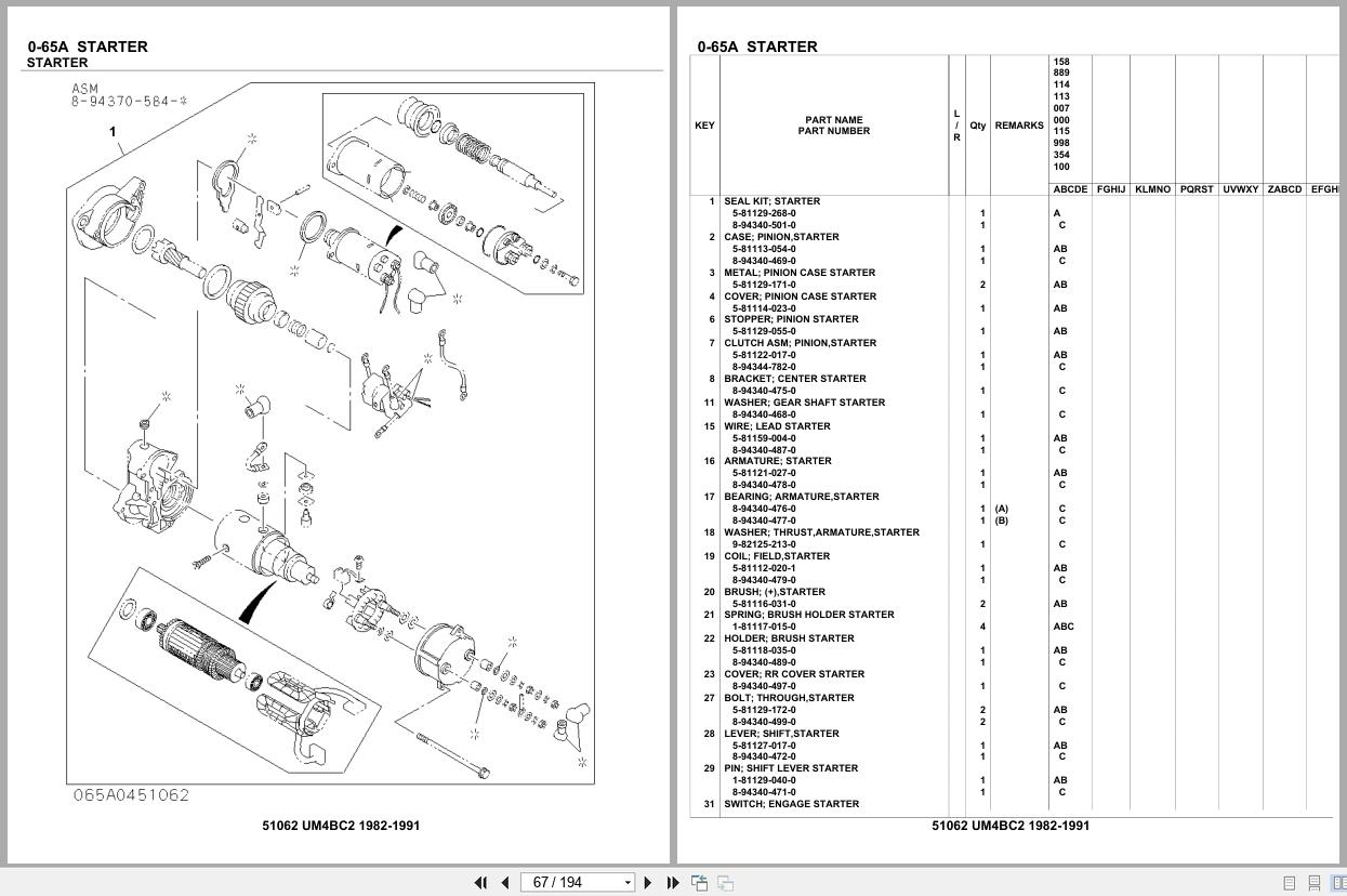 Isuzu Engine UM4BC2 1982 1991 Parts Catalog 51062 (2)