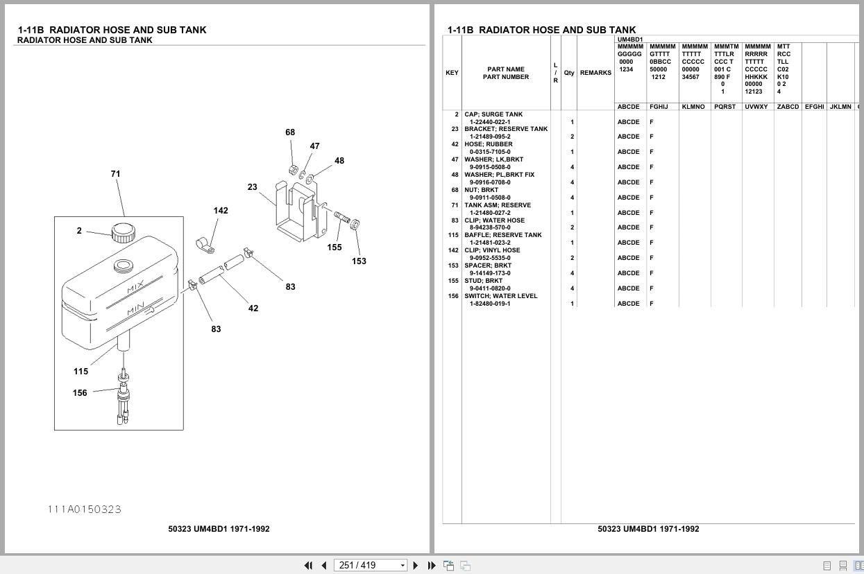 Isuzu Engine UM4BD1 1971 1992 Parts Catalog 50323 (2)