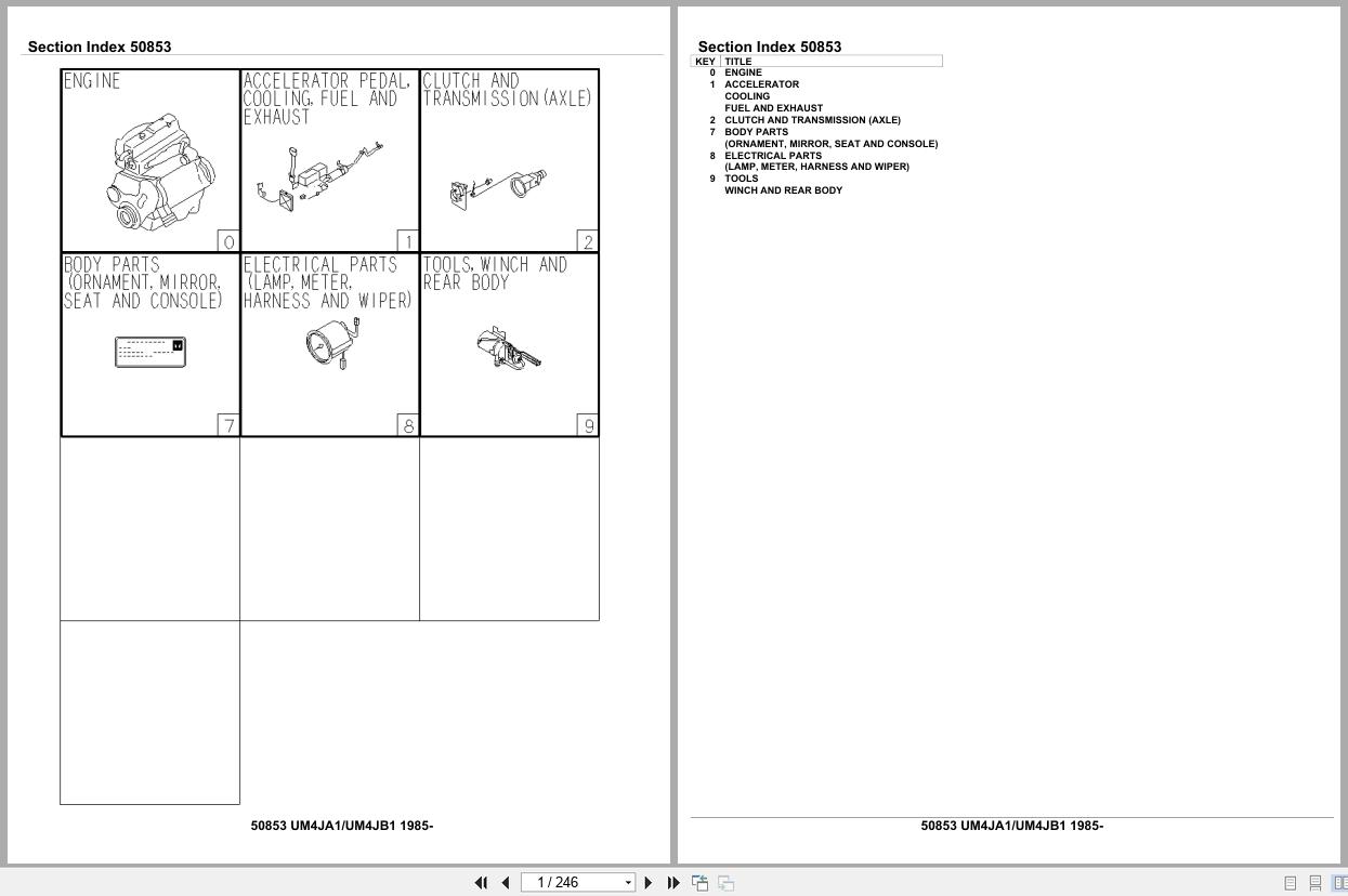 Isuzu Engine UM4JA1 UM4JB1 1985 Parts Catalog 50853 (1)