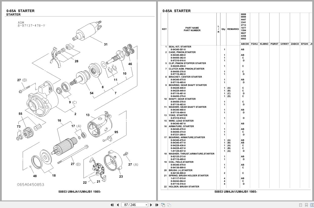 Isuzu Engine UM4JA1 UM4JB1 1985 Parts Catalog 50853 (2)