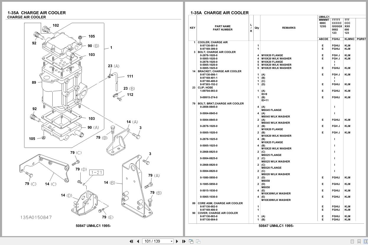 Isuzu Engine UM4LC1 1995 Parts Catalog 50847 (2)