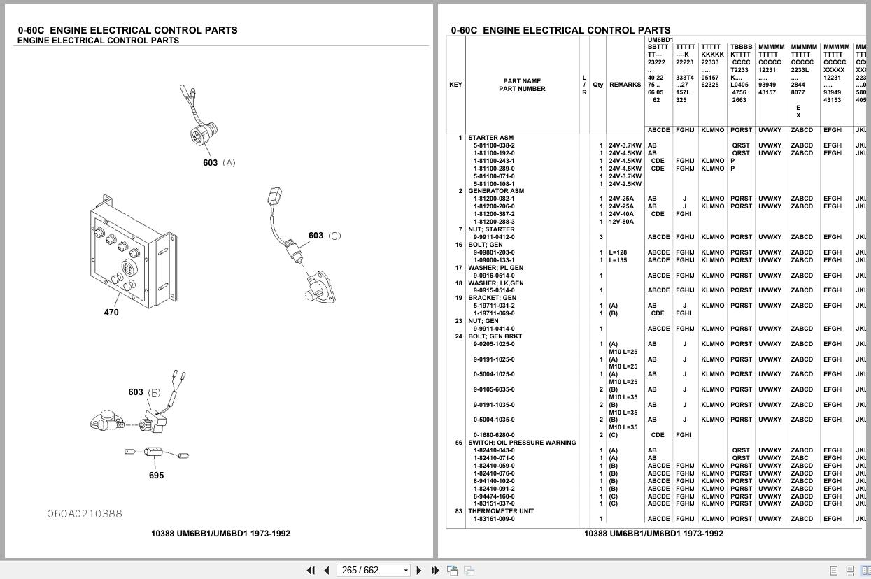 Isuzu Engine UM6BB1 UM6BD1 1973 1992 Parts Catalog 10388 (2)