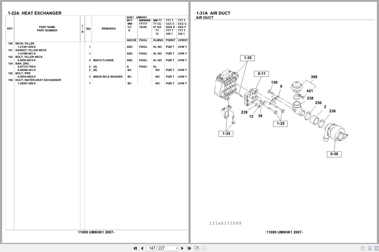 Isuzu Engine UM6HK1 2007 Parts Catalog 11089 (2)