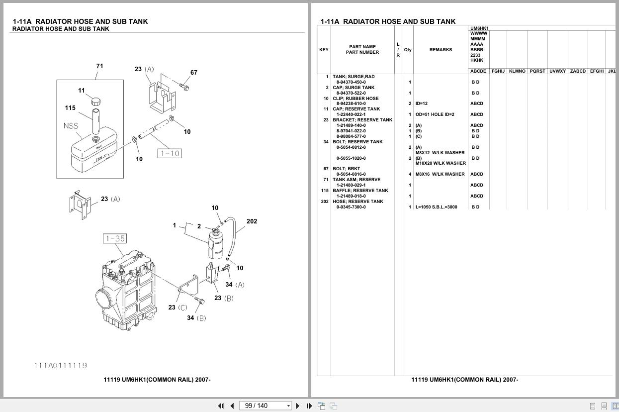 Isuzu Engine UM6HK1 Common Rail 2007 Parts Catalog 11119 (2)