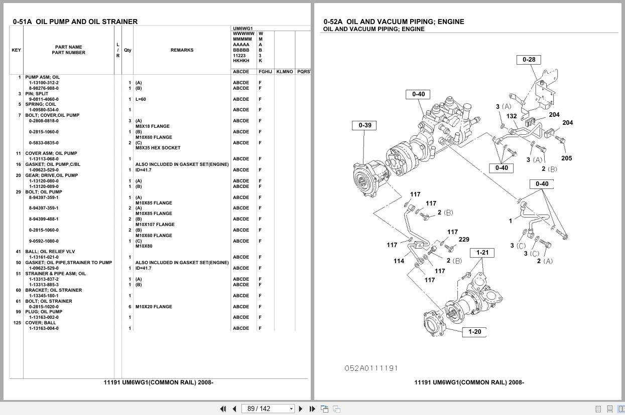 Isuzu Engine UM6WG1 Common Rail 2008 Parts Catalog 11191 (2)