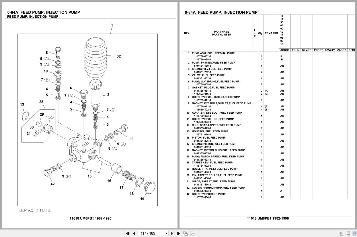 Isuzu Engine UM8PB1 1982 1990 Parts Catalog 11018 (2)