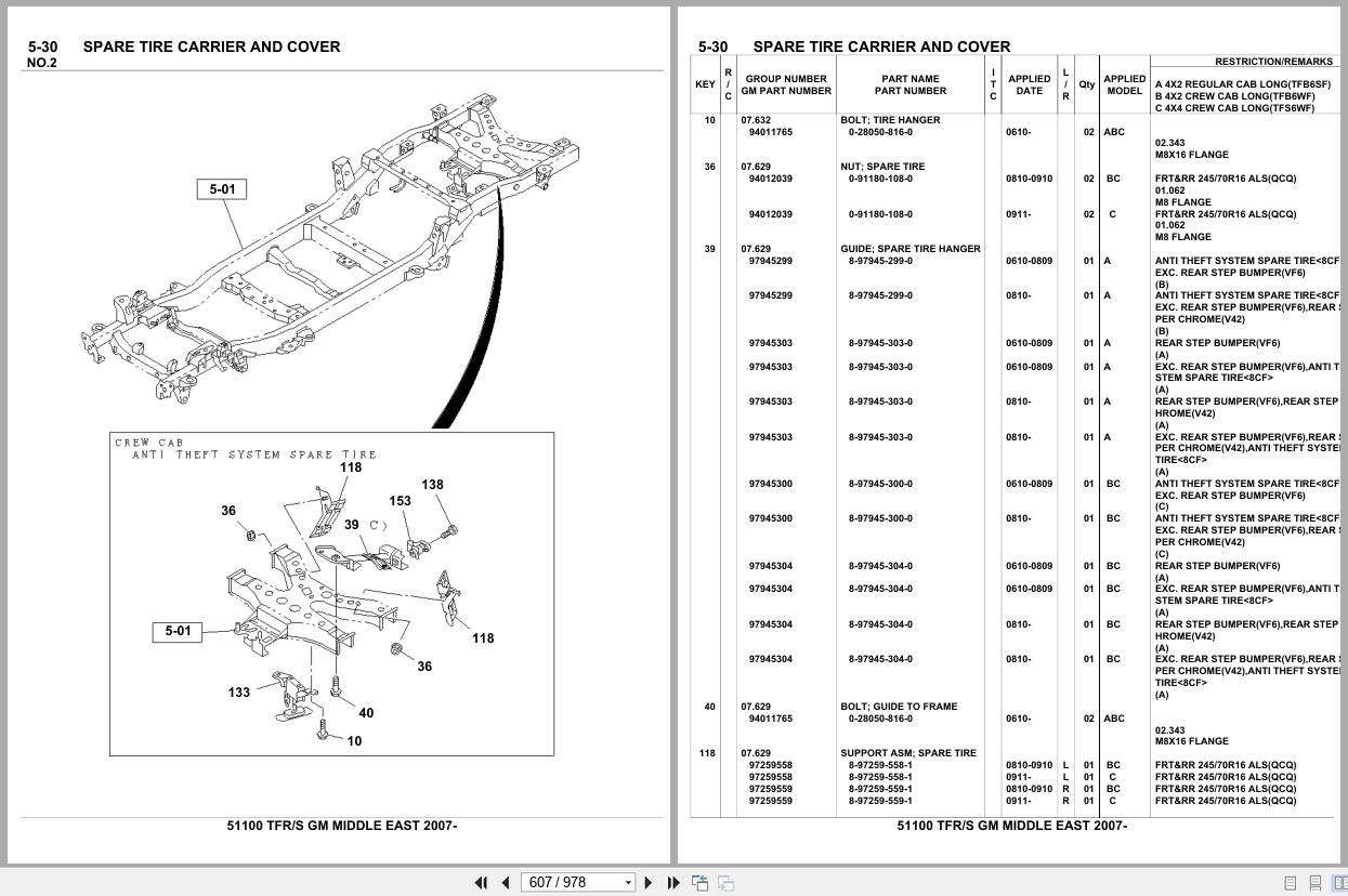Isuzu Pickup TFR S GM MIDDLE EAST 2007 Parts Catalog 51100 (2)