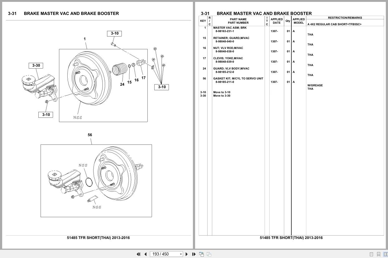Isuzu Pickup TFR SHORT THAILAND 2013 2016 Parts Catalog 51485 (2)