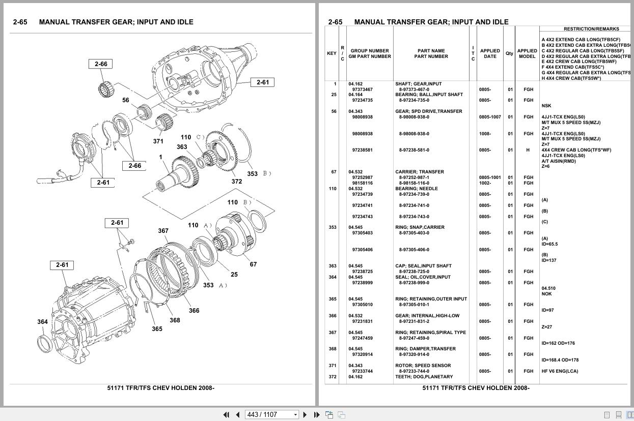 Isuzu Pickup TFR TFS CHEV HOLDEN 2008 Parts Catalog 51171 (2)