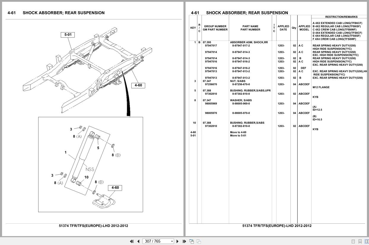 Isuzu Pickup TFR TFS EUROPE LHD 2012 Parts Catalog 51374 (2)