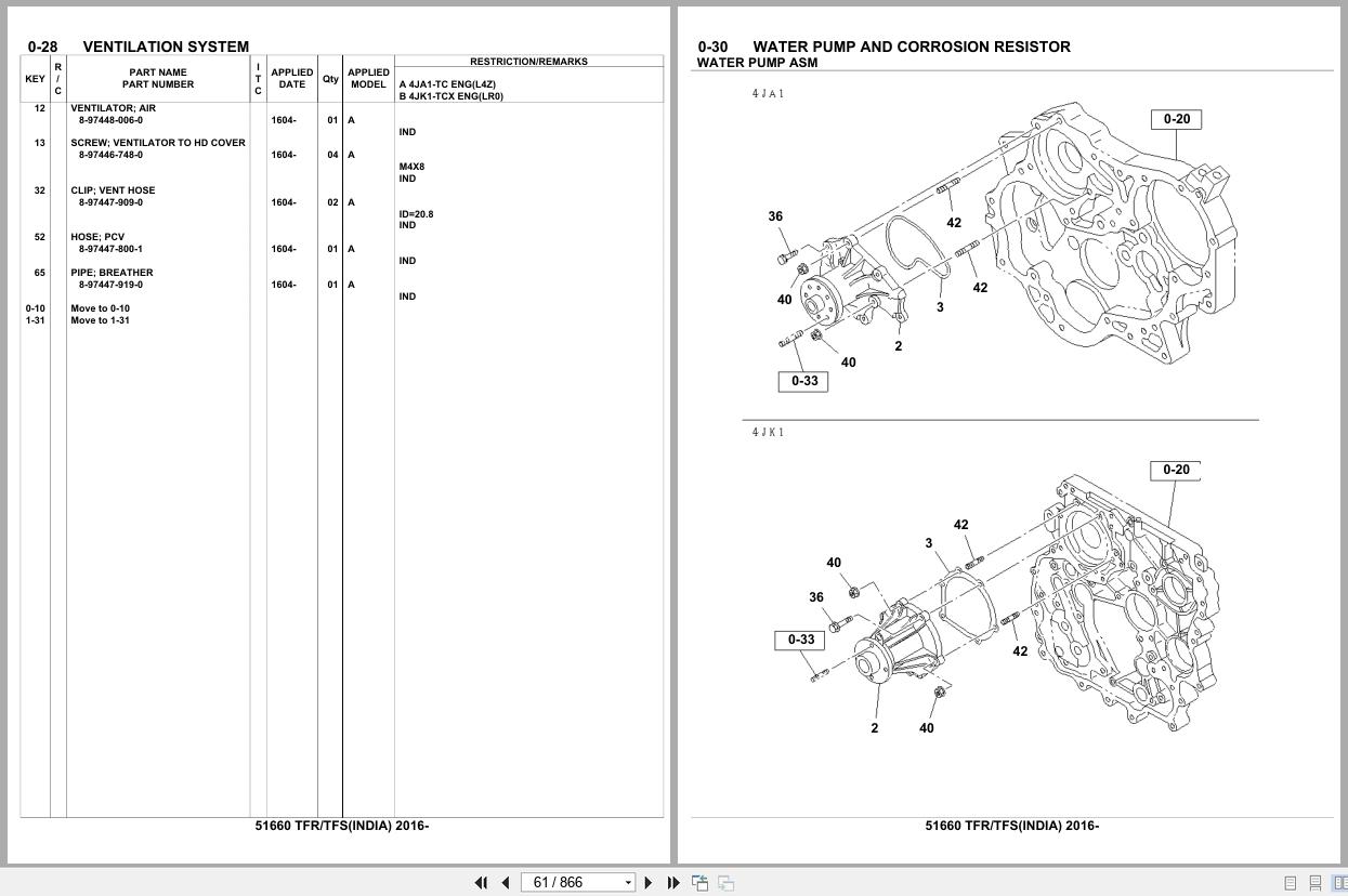 Isuzu Pickup TFR TFS INDIA 2016 Parts Catalog 51660 (2)