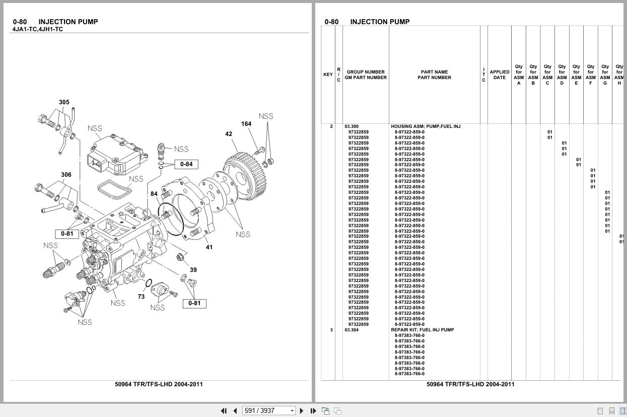 Isuzu Pickup TFR TFS LHD 2004 2011 Parts Catalog 50964 (2)