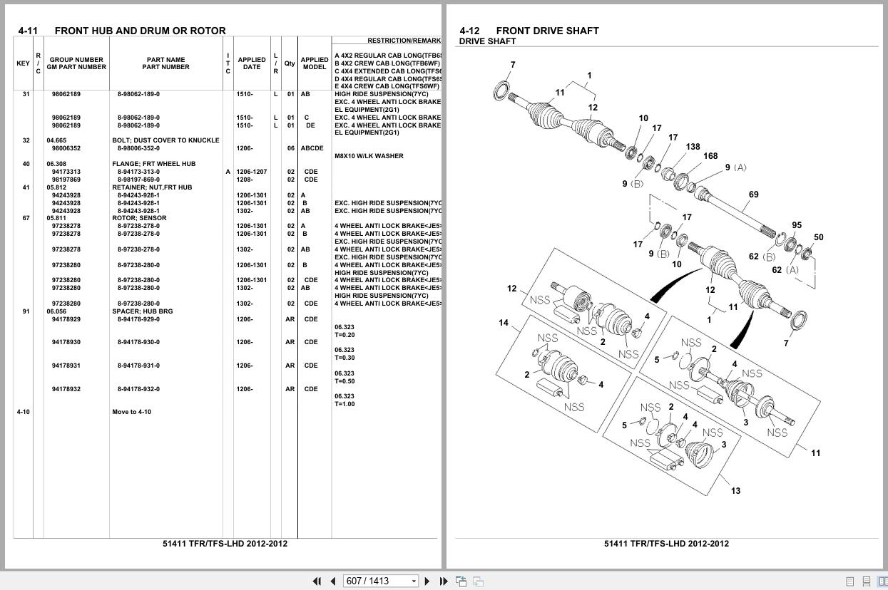 Isuzu Pickup TFR TFS LHD 2012 Parts Catalog 51411 (2)