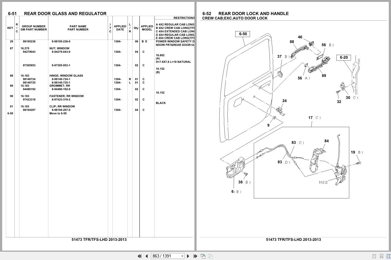 Isuzu Pickup TFR TFS LHD 2013 Parts Catalog 51473 (2)