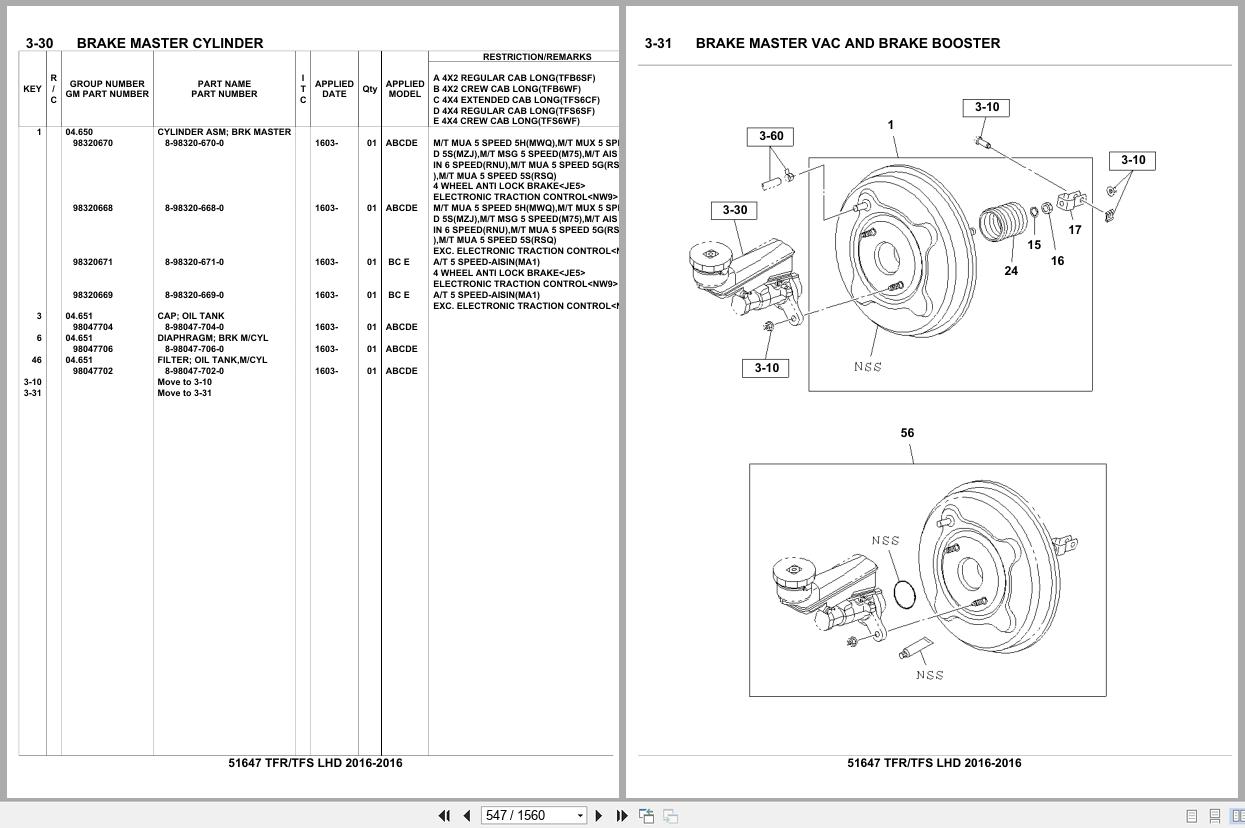 Isuzu Pickup TFR TFS LHD 2016 Parts Catalog 51647 (2)