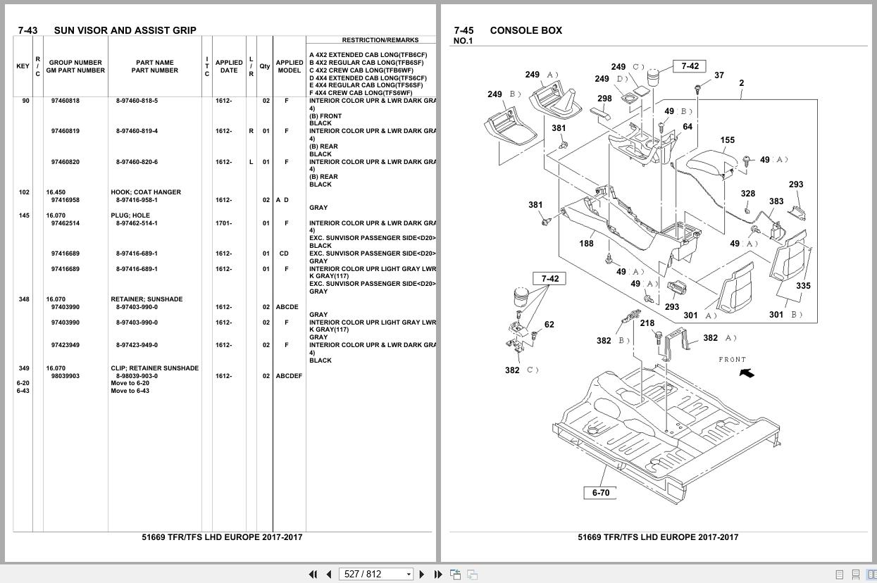 Isuzu Pickup TFR TFS LHD EUROPE 2017 Parts Catalog 51669 (2)