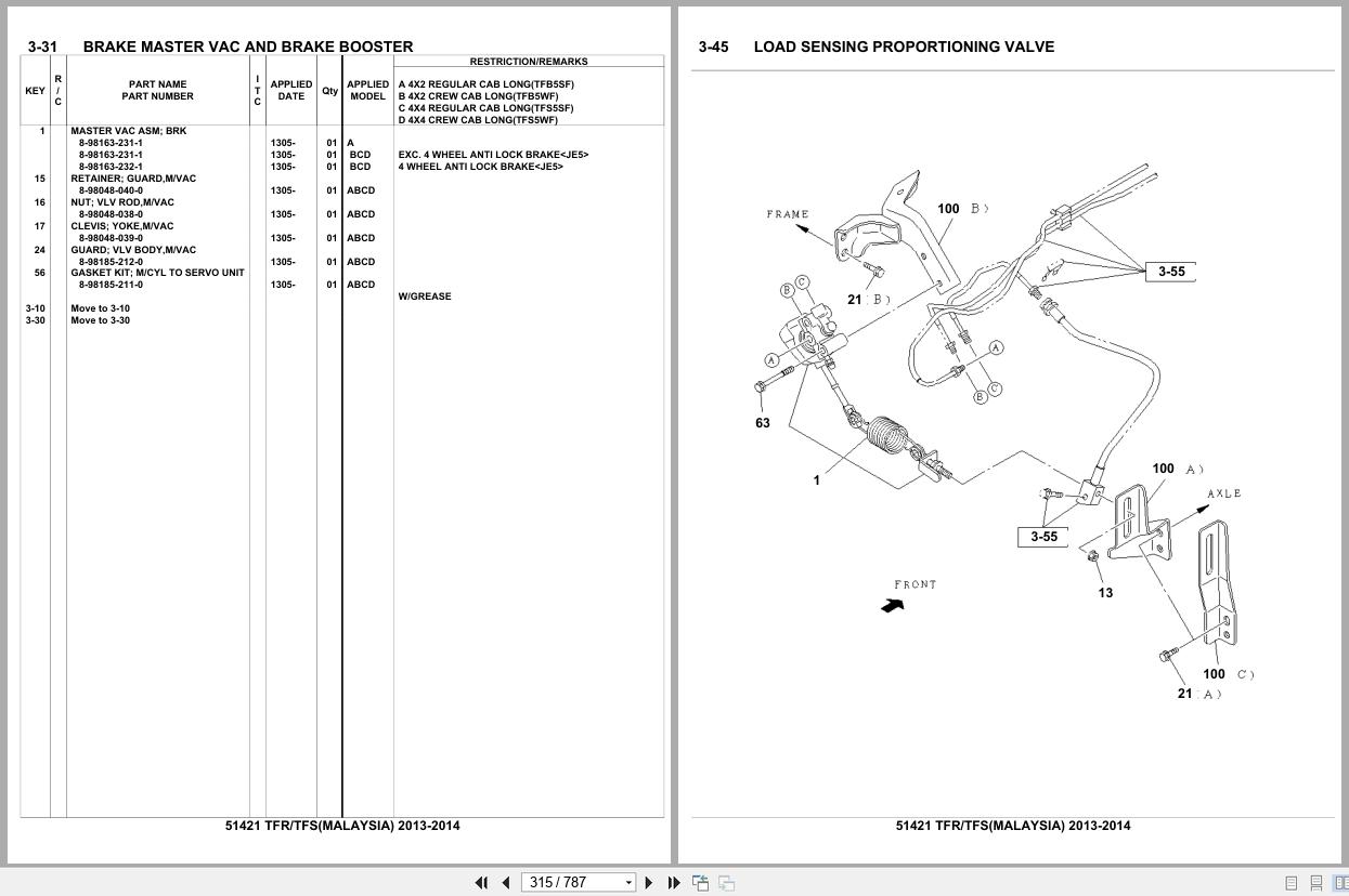 Isuzu Pickup TFR TFS MALAYSIA 2013 2014 Parts Catalog 51421 (2)