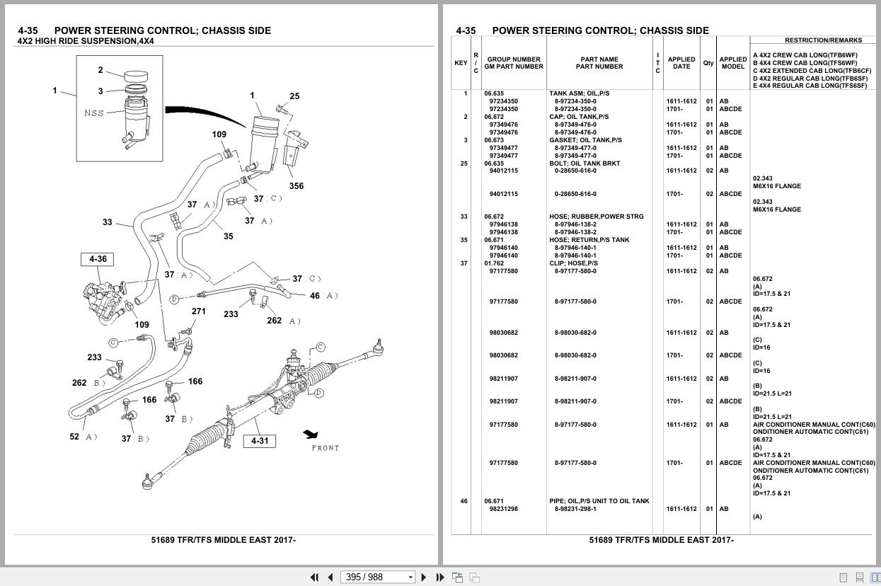 Isuzu Pickup TFR TFS MIDDLE EAST 2017 Parts Catalog 51689 (2)
