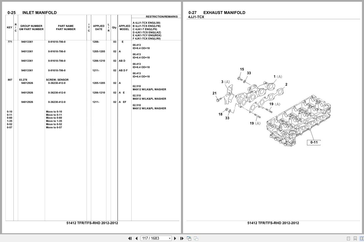Isuzu Pickup TFR TFS RHD 2012 Parts Catalog 51412 (2)