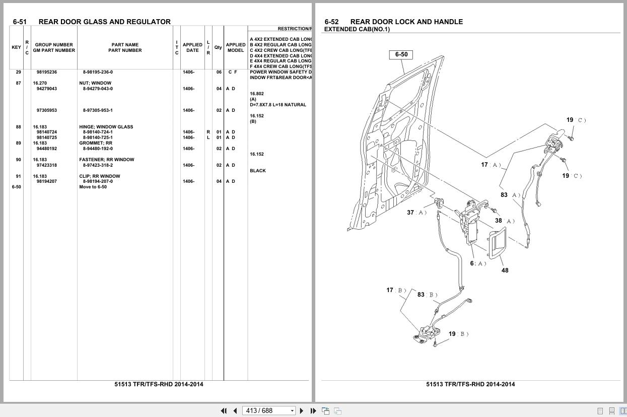 Isuzu Pickup TFR TFS RHD 2014 Parts Catalog 51513 (2)