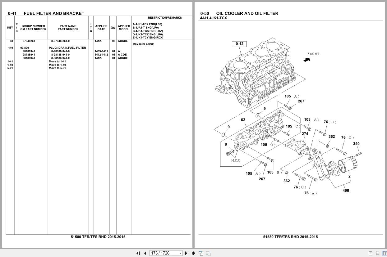Isuzu Pickup TFR TFS RHD 2015 Parts Catalog 51580 (2)