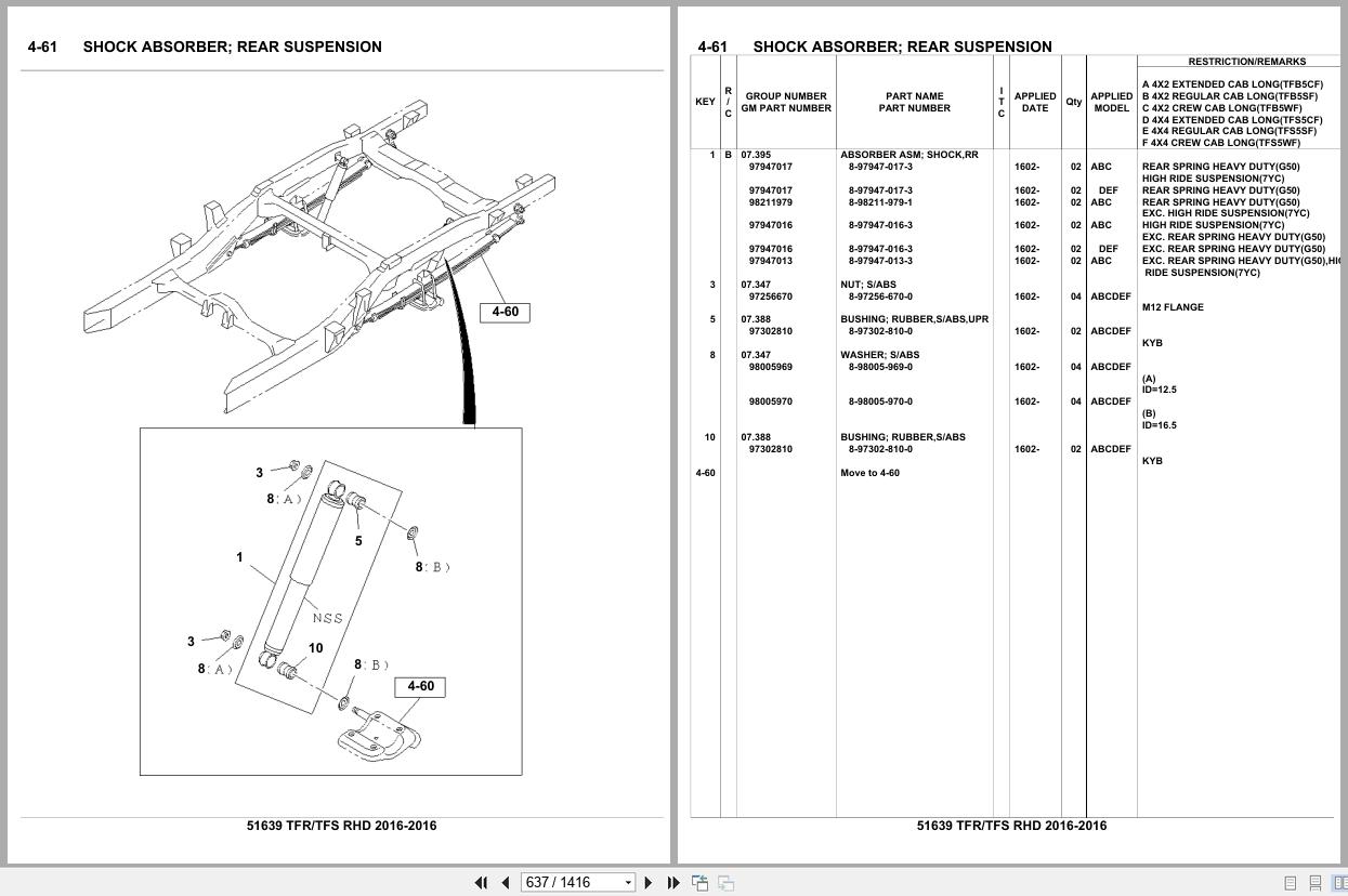 Isuzu Pickup TFR TFS RHD 2016 Parts Catalog 51639 (2)