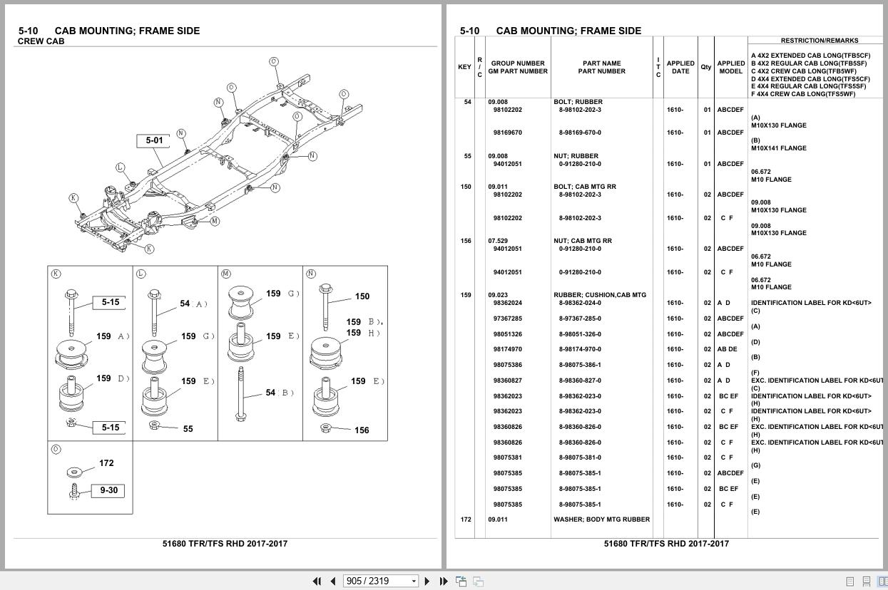 Isuzu Pickup TFR TFS RHD 2017 Parts Catalog 51680 (2)