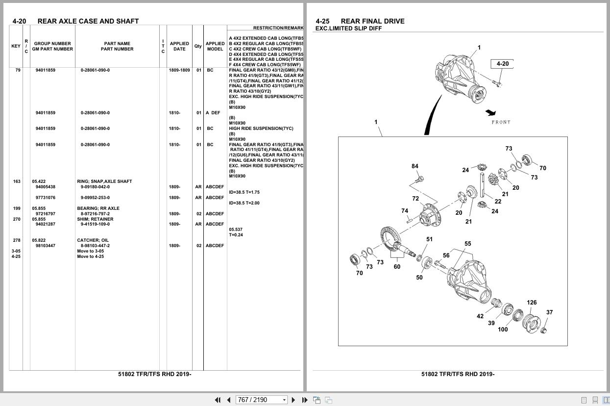 Isuzu Pickup TFR TFS RHD 2019 Parts Catalog 51802 (2)
