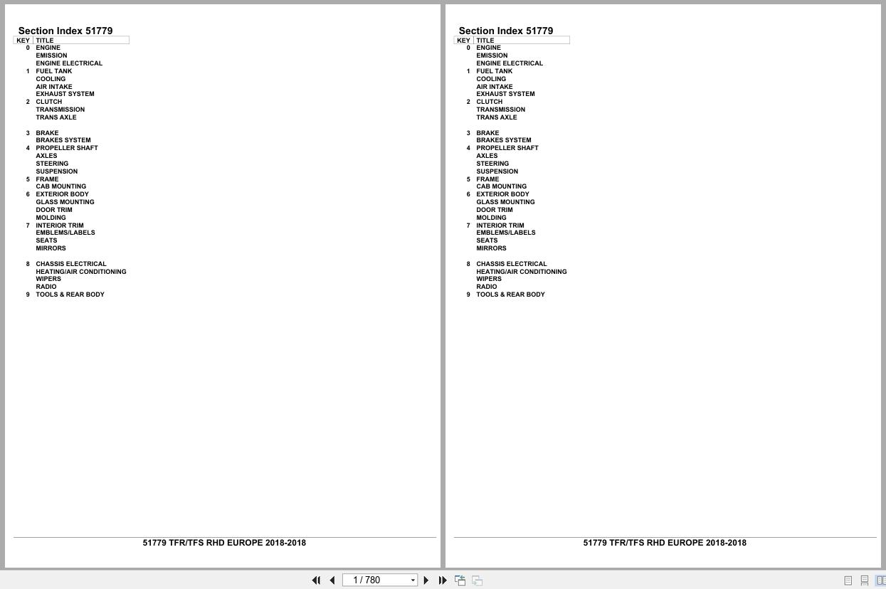 Isuzu Pickup TFR TFS RHD EUROPE 2018 Parts Catalog 51779 (1)